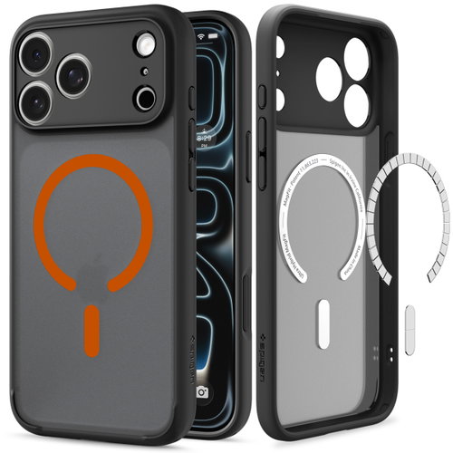 Spigen Ultra Hybrid MagSafe Frost Black Orange iPhone 18 Pro Max/17 Pro Max - Phone Cover - Main image