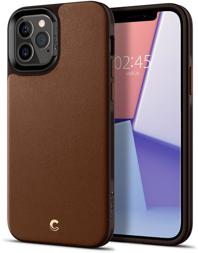 Spigen Leather Brick, Brown, iPhone 12/iPhone 12 Pro - Phone Cover - Main image