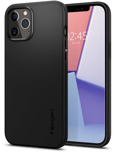 Spigen Thin Fit, Black, iPhone 12/iPhone 12 Pro - Phone Cover - Main image
