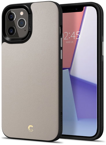 Spigen Leather Brick, Stone, iPhone 12 Pro Max - Phone Cover - Main image