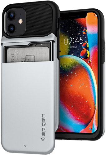 Spigen Slim Armor Wallet, Silver, iPhone 12 mini - Phone Cover - Main image