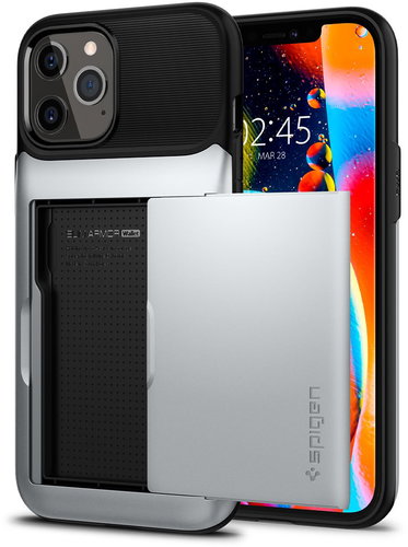 Spigen Slim Armor Wallet, Silver, iPhone 12 Pro Max - Phone Cover - Main image