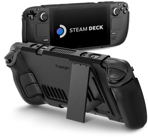 Spigen Thin Fit with Kick Stand Black Steam Deck - Kontroller tok - Fő fotó