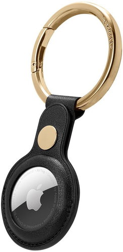 Spigen Cyrill Basic Leather Black AirTag - AirTag Key Ring - Main image