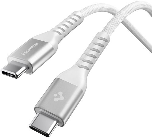 Spigen Essential USB C to USB C 100W Fabric Cable White EB10010CCA - Power Cable - Main image