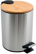 Spirella Adonis pedal bin, brushed steel, bamboo lid, 3 l - Rubbish Bin