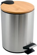 Spirella Adonis pedal bin, brushed steel, bamboo lid, 5 l - Rubbish Bin