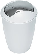 Spirella Tiltable waste bin Atlanta, white, plastic, silver lid, 5 l - Rubbish Bin