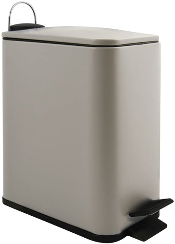 Spirella pedal bin Erik, matt grey-brown, steel, 5 l - Rubbish Bin - Main image