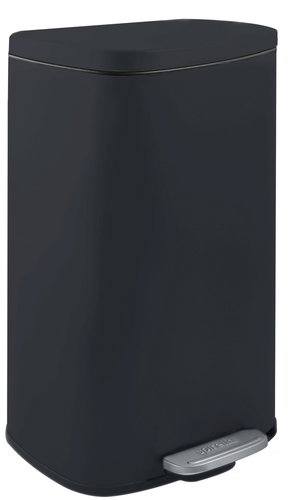 Spirella pedal bin Akira, matt black, steel, soft-close, 50 l - Rubbish Bin - Main image