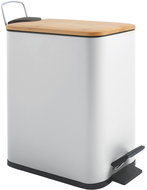 Spirella pedal bin Erik, white, steel, bamboo lid, 5 l - Rubbish Bin