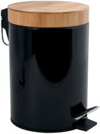 MSV pedal bin Aza, black, steel, bamboo lid, 3 l - Rubbish Bin