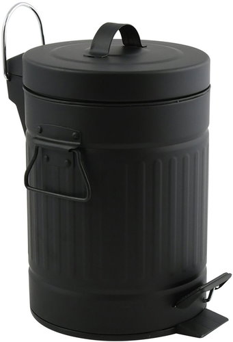 MSV pedal bin Habana, black, steel, with handles, 3 l - Rubbish Bin - Main image