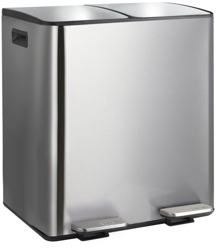 Spirella pedal waste bin Aliya, brushed stainless steel, 2 × 20 l - Rubbish Bin - Main image