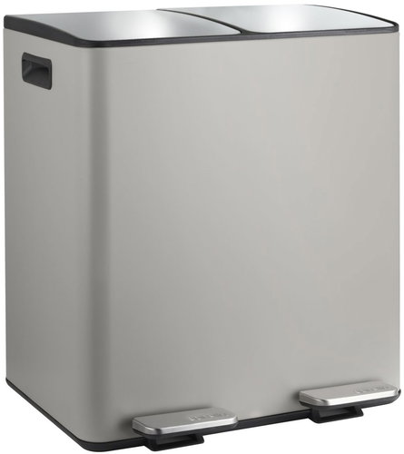 Spirella pedal waste bin Aliya, matt grey-brown, steel, 2 × 20 l - Rubbish Bin - Main image