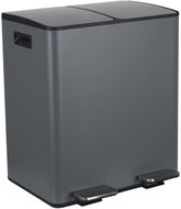 Spirella pedálový odpadkový koš na tříděný odpad Aliya, matný šedý, ocel, 2 × 20 l - Odpadkový koš