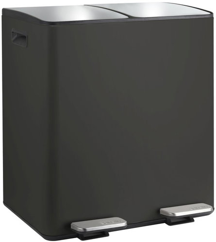 Spirella pedal waste bin Aliya, matt black, steel, 2 × 20 l - Rubbish Bin - Main image