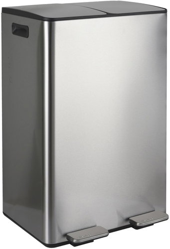 Spirella pedal waste bin Aliya, brushed stainless steel, 2 × 30 l - Rubbish Bin - Main image