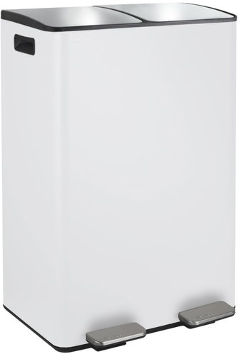 Spirella pedal waste bin Aliya, matt white, steel, 2 × 30 l - Rubbish Bin - Main image