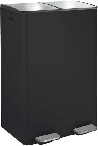 Spirella pedal waste bin Aliya, matt black, steel, 2 × 30 l - Rubbish Bin - Main image
