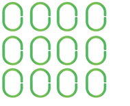 Spirella set of 12 rings for shower curtains C-MINNOR, green, SAN plastic - Rings