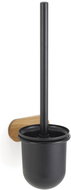 MSV WC nástěnná štětka YONO, s ocelovou nádobou, černá, bambus - WC štětka