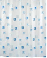 Spirella shower curtain MILANO, square motif, white-blue, 180 × 200 cm, polyester - Shower Curtain