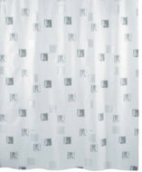 Spirella shower curtain MILANO, square motif, white-silver, 180 × 200 cm, polyester - Shower Curtain