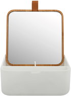 Spirella mirror with jewellery box Alais, 15 × 13,8 × 13,8 cm, white, plastic, bamboo - Makeup Mirror