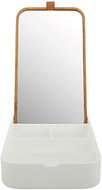 Spirella mirror with jewellery box Alais, 22 × 13 × 23 cm, white, plastic, bamboo - Makeup Mirror
