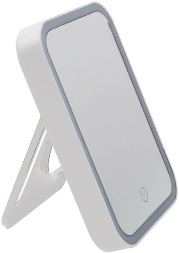 MSV cosmetic mirror with LED light Ania, matt white, plastic - Makeup Mirror - Main image