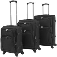 Třídílná souprava měkkých kufrů na kolečkách, černá - Case Set