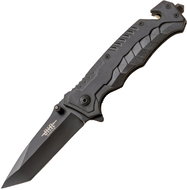 JKR Folding knife, 8,8 cm, tanto blade, ABS, black - Pocket Knife