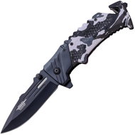 JKR Folding knife, 8,5 cm, winter camouflage, aluminium, black and white - Pocket Knife