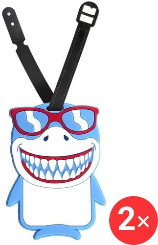 Suitcaseplus Name tag for suitcase 2 × LTD172 Shark with glasses - Luggage Tag - Main image