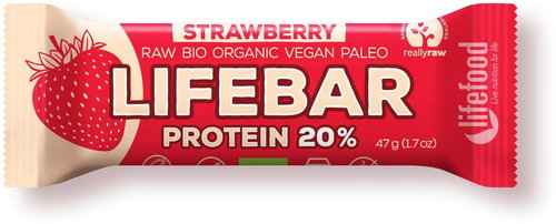 Lifefood Lifebar Protein RAW BIO 47 g, strawberry - Raw Bar - Main image