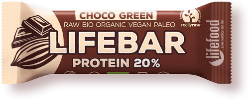 Lifefood Lifebar Protein RAW BIO 47 g, chocolate with spirulina - Protein Bar - Main image
