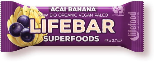 Lifefood Lifebar Superfoods RAW BIO 47 g, acai with banana - Raw Bar - Main image