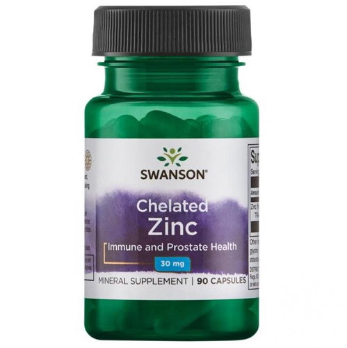 Swanson Chelated Zinc (Zinc Glycinate), 30 mg, 90 capsules - Zinc - Main image