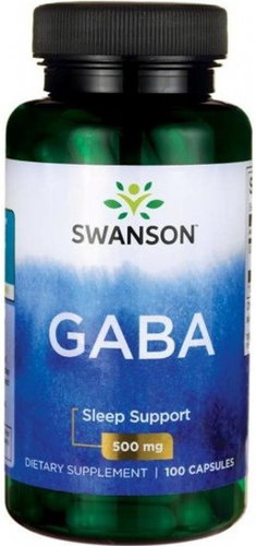 Swanson GABA (gamma-aminobutyric acid), 500 mg, 100 capsules - Dietary Supplement - Main image