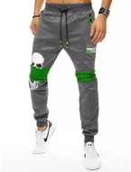 DSTREET Pánské tepláky s potiskem šedé SKULL KNEE - Tepláky