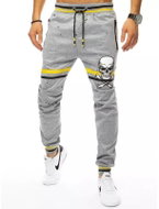 DSTREET Pánské tepláky s potiskem šedé SKULL STRIPE, vel. XL - Tepláky