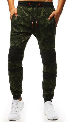 DSTREET Pánské tepláky CAMO tmavě zelené, vel. XL - Tepláky - Main image