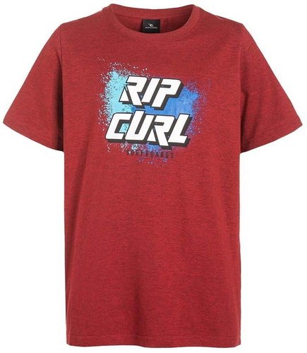 Rip Curl SLANT LOGO SS TEE Pompeian Red Ma 16 - Tričko - Hlavný obrázok