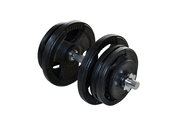 FitnessLine Jednoruční nakládací činka s pogumovanými kotouči - 24,5 kg - Dumbell