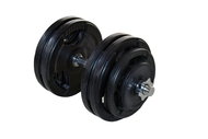FitnessLine Jednoruční nakládací činka s pogumovanými kotouči - 29,5 kg - Dumbell
