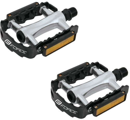 Force Aluminum Industrial Bearings, Silver-Black - Pedals - Main image