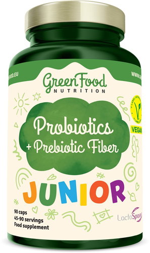 GreenFood Nutrition Junior Probiotics + Prebiotic Fibre 90 Capsules - Dietary Supplement - Main image