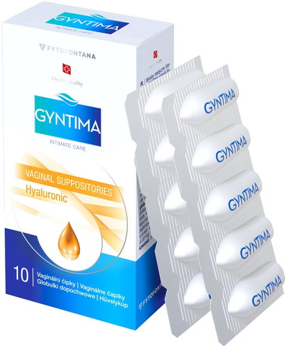 Gyntima vaginální čípky Hyaluronic 10 ks Main image Gyntima vaginální čípky Hyaluronic 10 ks - Medical Device - Main image