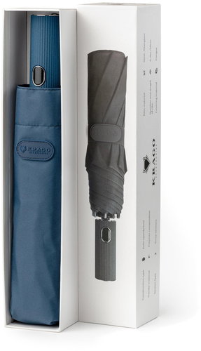 KRAGO Folding umbrella in gift box fully automatic blue - Umbrella - Main image